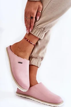 INBLU Kapcie Klasyczne|Klapki Damskie Klasyczne*Domowe Ocieplane Klapki Papcie CS-34-023 Różowe