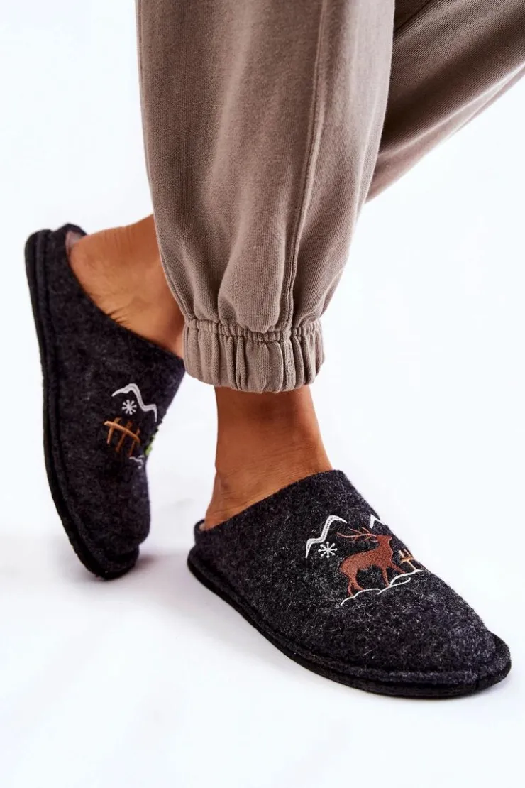 Hot Big Star Shoes Domowe Papcie Big Star KK276018 Czarno-Beżowe