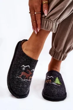 Hot Big Star Shoes Domowe Papcie Big Star KK276018 Czarno-Beżowe