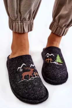 Hot Big Star Shoes Domowe Papcie Big Star KK276018 Czarno-Beżowe