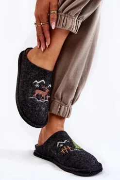 Hot Big Star Shoes Domowe Papcie Big Star KK276018 Czarno-Beżowe