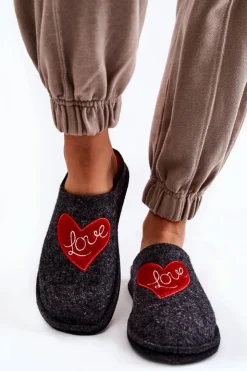 Big Star Shoes Kapcie Klasyczne*Domowe Papcie Big Star KK276019 Czarno-Czerwone