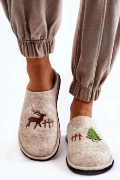 Damskie Big Star Shoes Domowe Papcie Big Star KK276016 Beżowe