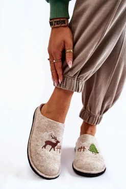 Damskie Big Star Shoes Domowe Papcie Big Star KK276016 Beżowe