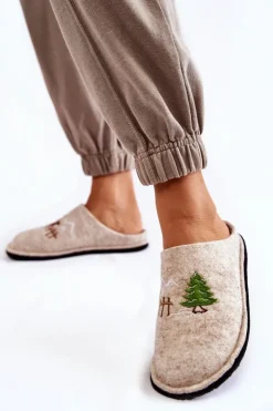 Damskie Big Star Shoes Domowe Papcie Big Star KK276016 Beżowe