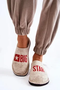 Best Big Star Shoes Domowe Papcie Big Star KK276021 Beżowe Beżowy