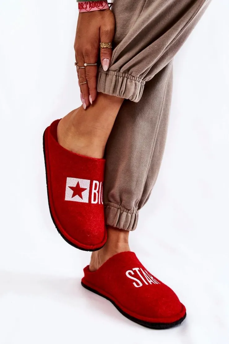 Big Star Shoes Kapcie Klasyczne*Domowe Papcie Big Star KK276022 Czerwone Czerwony