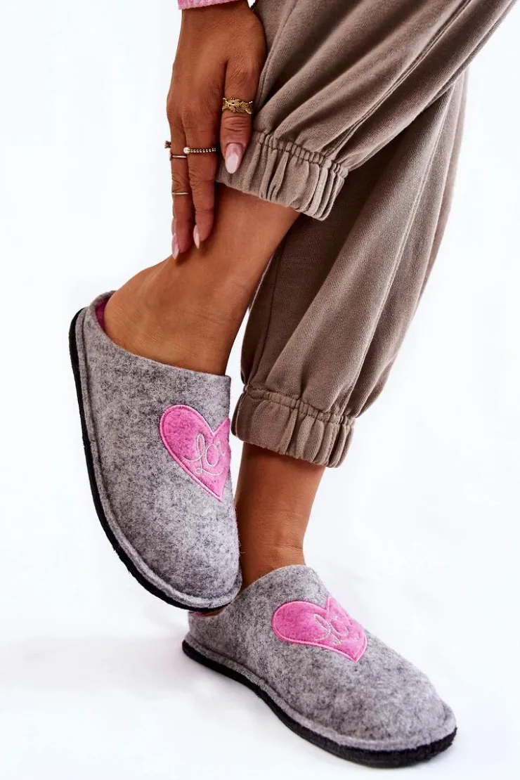 Damskie Big Star Shoes Domowe Papcie Big Star KK276020 Szaro-Różowe