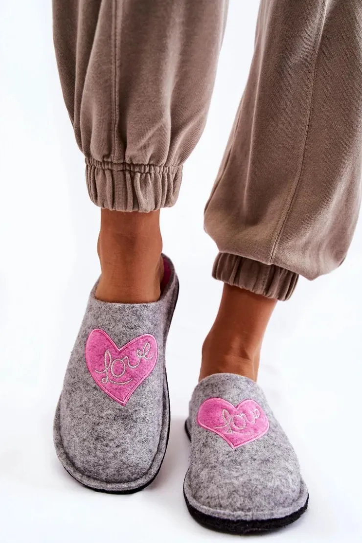 Damskie Big Star Shoes Domowe Papcie Big Star KK276020 Szaro-Różowe