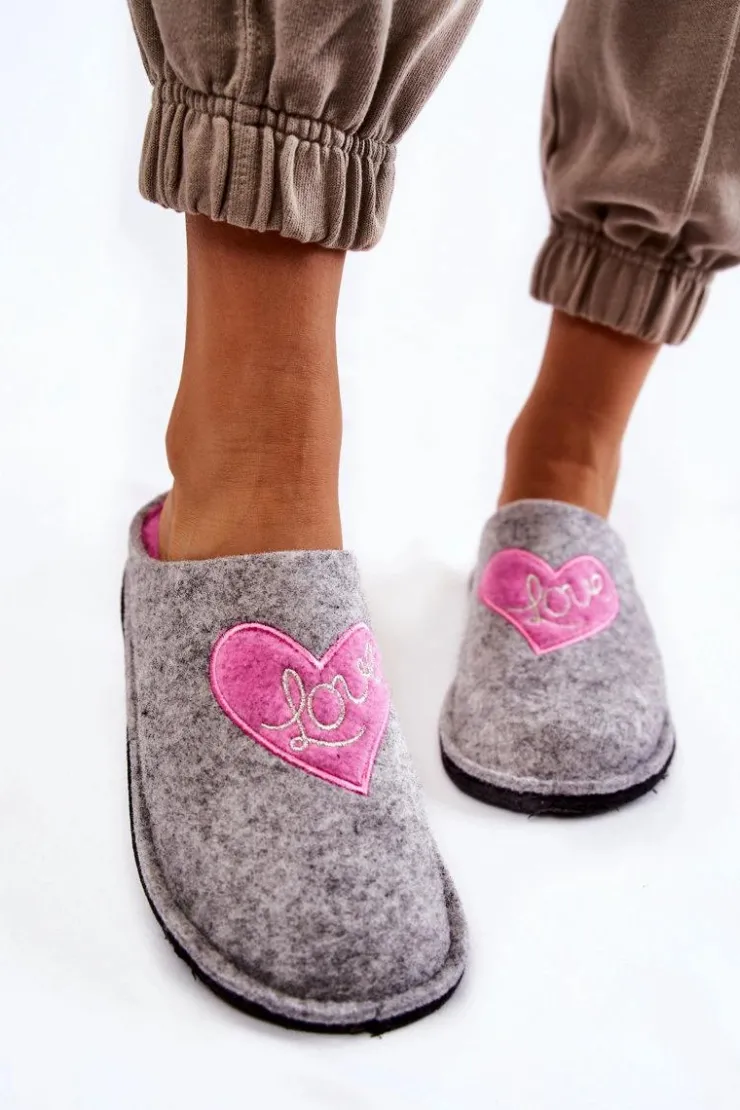 Damskie Big Star Shoes Domowe Papcie Big Star KK276020 Szaro-Różowe