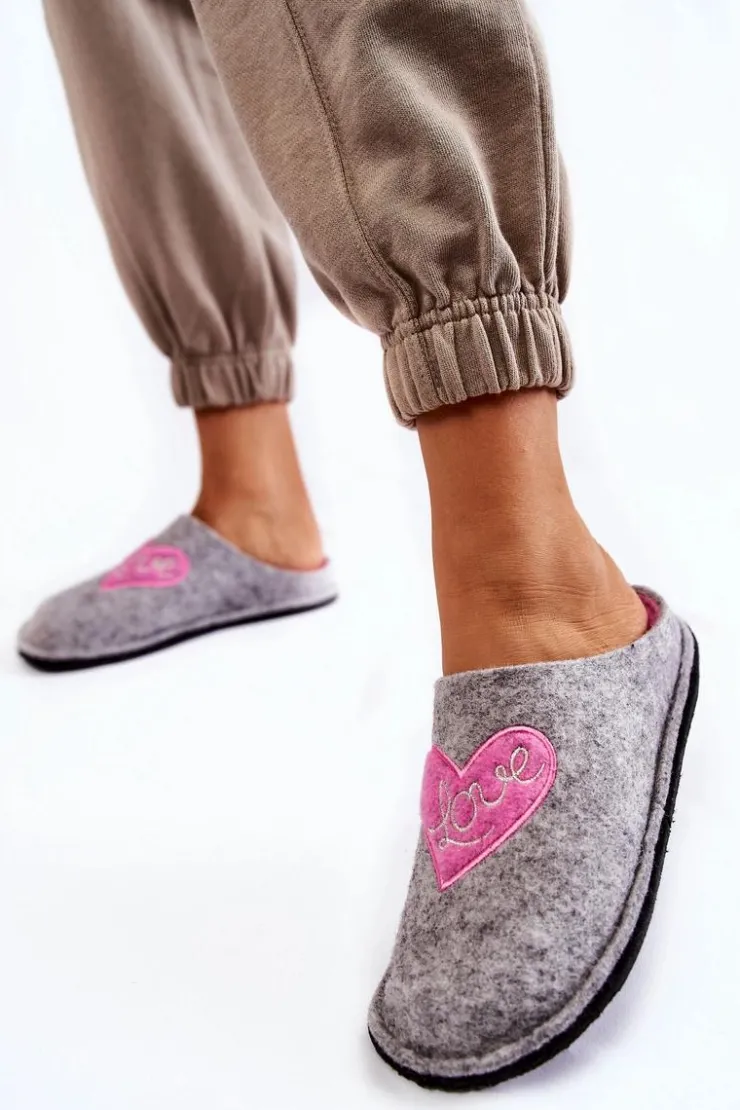 Damskie Big Star Shoes Domowe Papcie Big Star KK276020 Szaro-Różowe