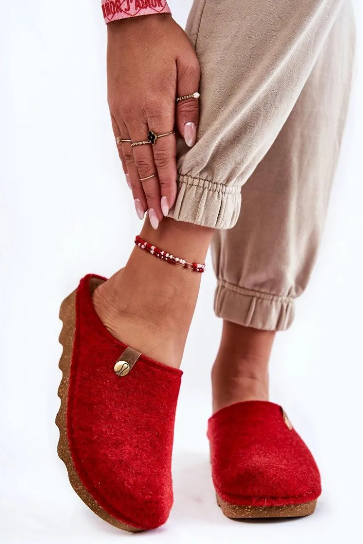 INBLU Kapcie Klasyczne|Klapki Damskie Klasyczne*Domowe Papcie Klapki Profilaktyczne DK-08-075 Czerwone