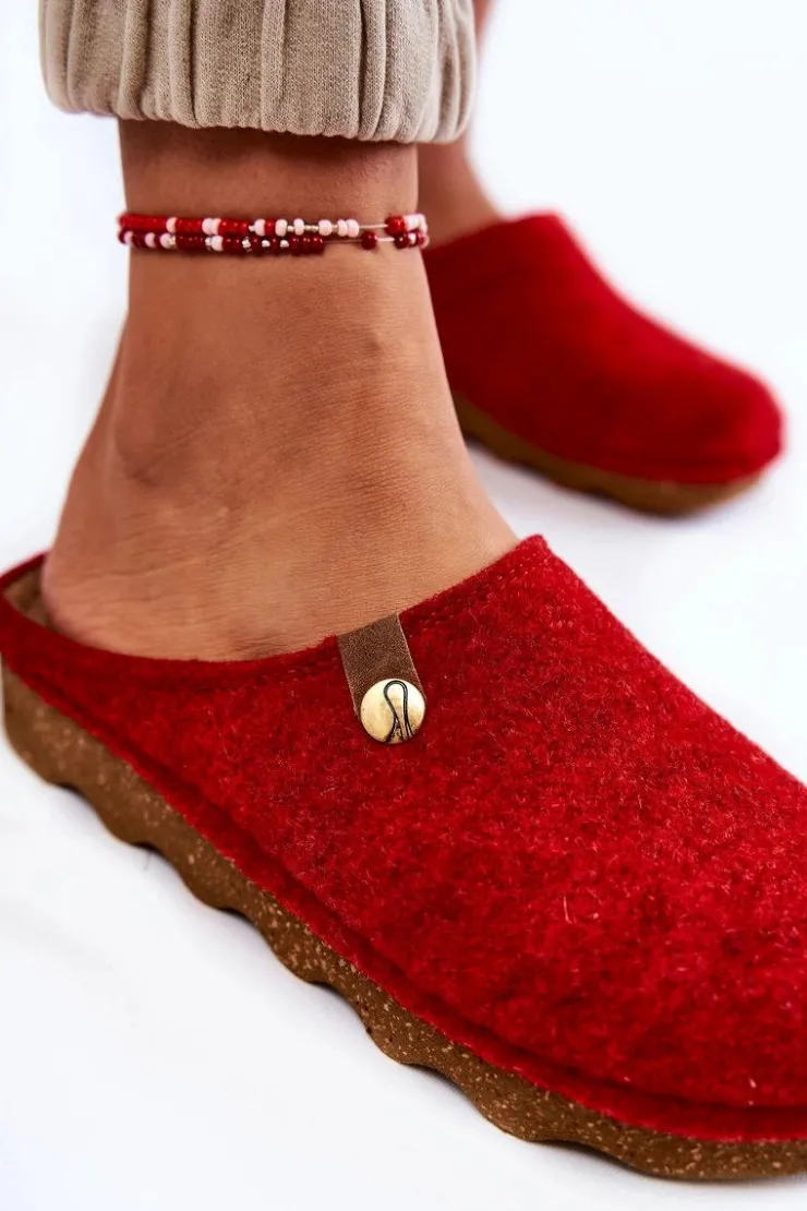 INBLU Kapcie Klasyczne|Klapki Damskie Klasyczne*Domowe Papcie Klapki Profilaktyczne DK-08-075 Czerwone