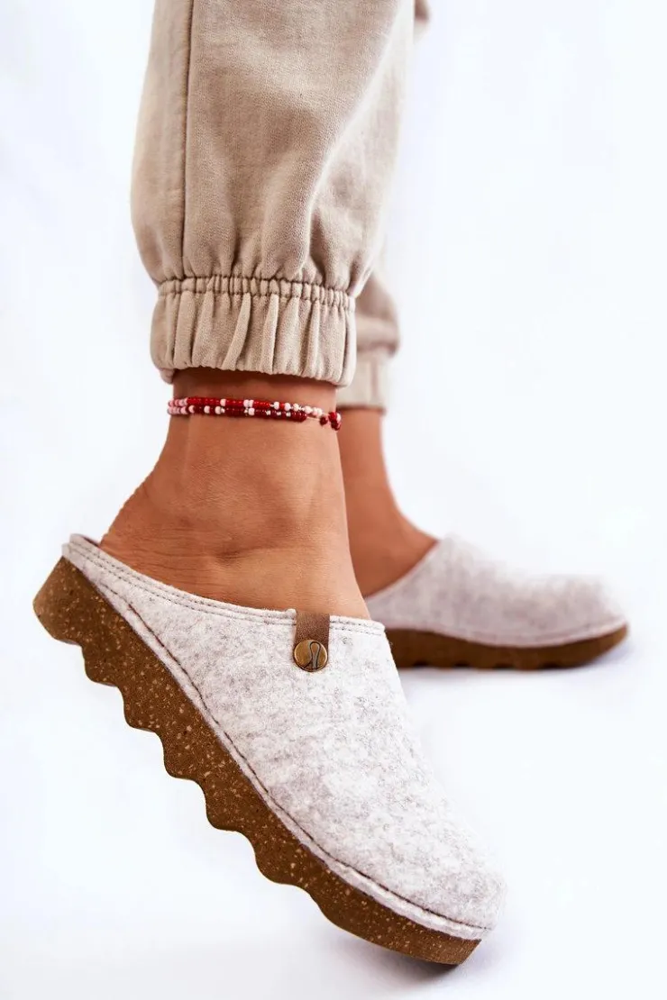 INBLU Kapcie Klasyczne|Klapki Damskie Klasyczne*Domowe Papcie Klapki Profilaktyczne DK-08-002 Beżowe