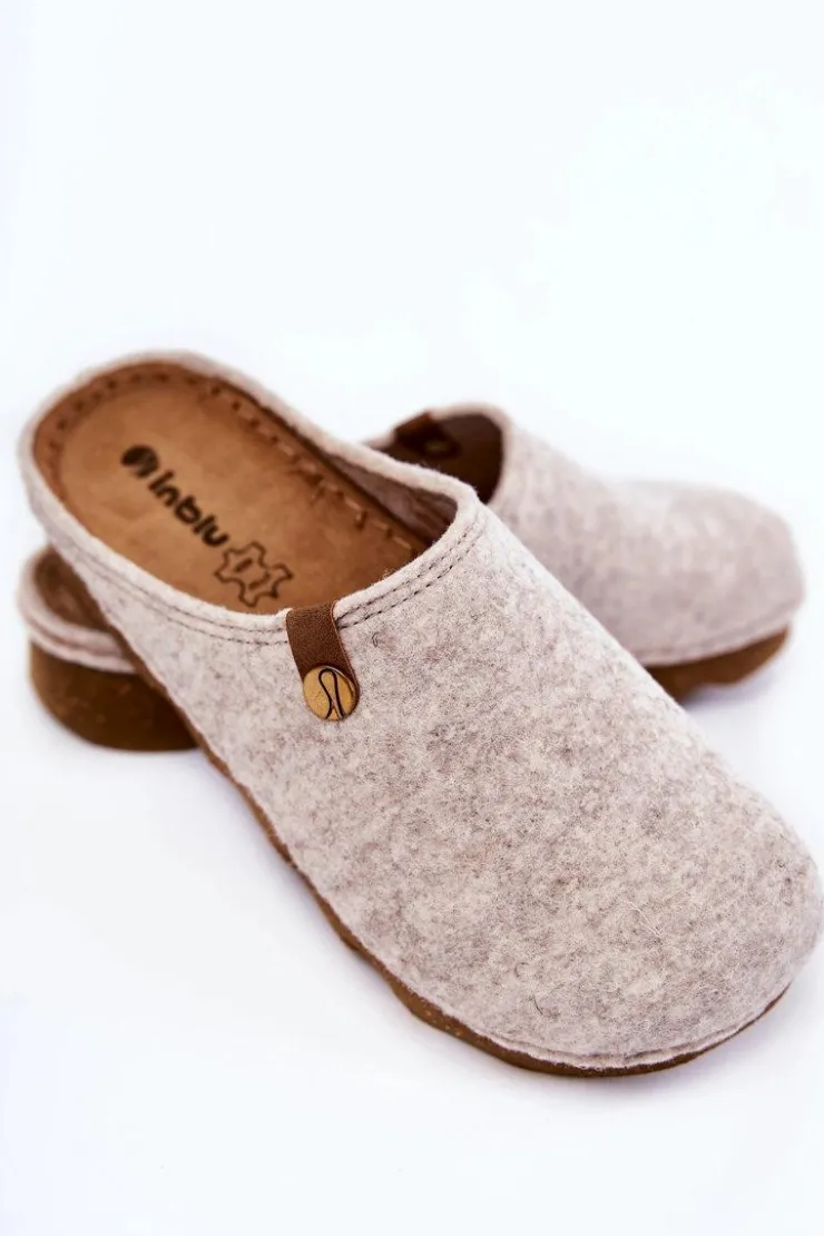 INBLU Kapcie Klasyczne|Klapki Damskie Klasyczne*Domowe Papcie Klapki Profilaktyczne DK-08-002 Beżowe