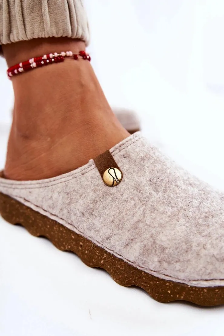 INBLU Kapcie Klasyczne|Klapki Damskie Klasyczne*Domowe Papcie Klapki Profilaktyczne DK-08-002 Beżowe