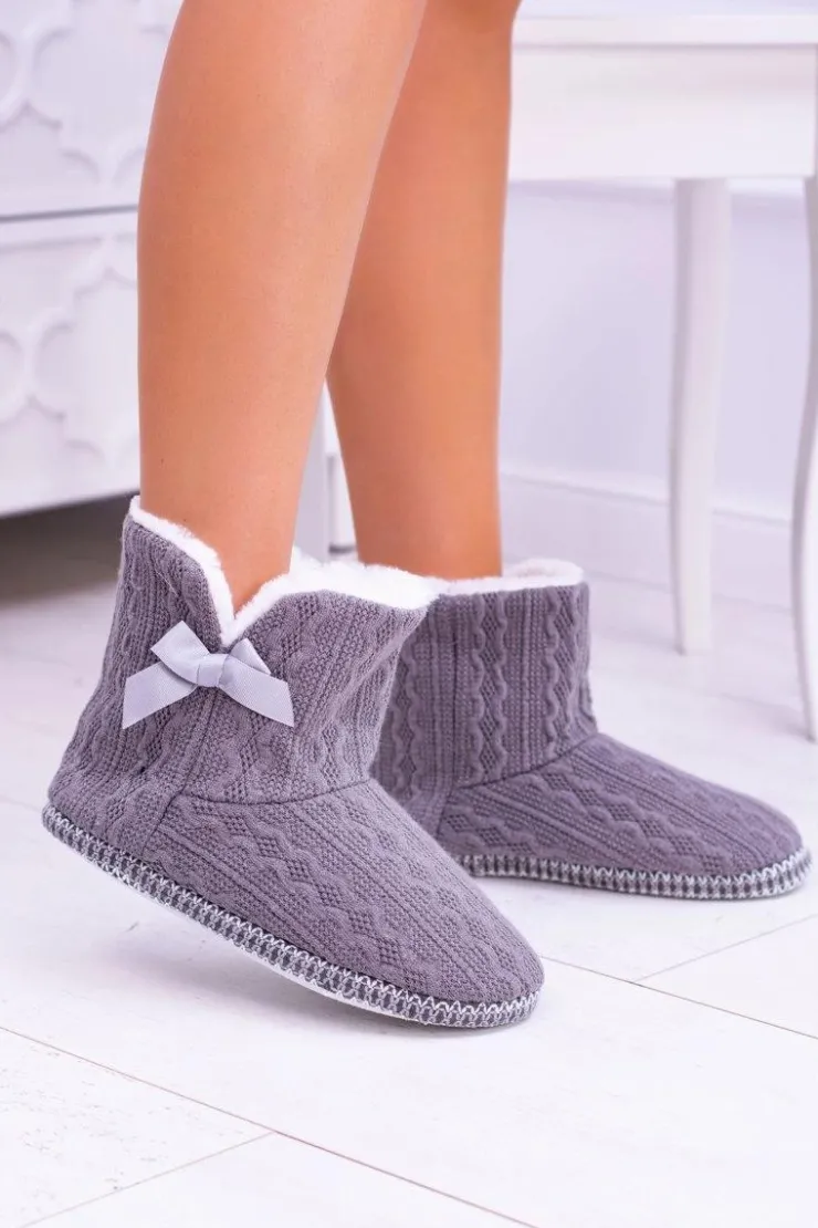 Discount Buty damskie Vinceza Domowe Szare Damskie Ocieplane Botki Papcie Duffy