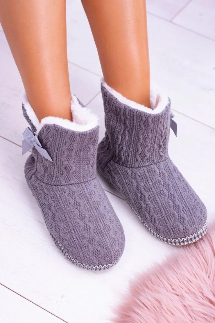 Discount Buty damskie Vinceza Domowe Szare Damskie Ocieplane Botki Papcie Duffy