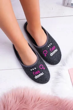 Boto Kapcie Klasyczne*Dreex Filcowe Czarne Damskie Papcie Pani Domu Clara