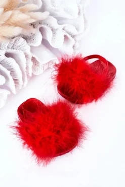 New Boto Dziecięce Gumowe Klapki Z Futerkiem Czerwone Skylar