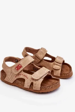 Discount Big Star Shoes Dziecięce Lekkie Sandałki Na Rzepy Big Star LL374140 Beżowe