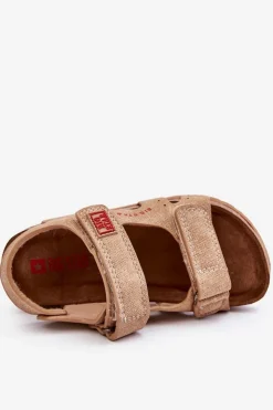 Discount Big Star Shoes Dziecięce Lekkie Sandałki Na Rzepy Big Star LL374140 Beżowe