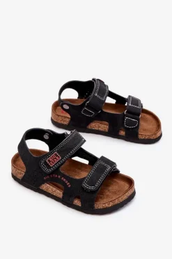 Damskie Big Star Shoes Dziecięce Lekkie Sandałki Na Rzepy Big Star LL374141 Czarne