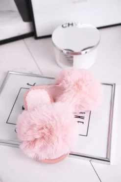 Damskie Boto Dziecięce Papcie Klapki z Futerkiem Jasny Róż Snow Ball