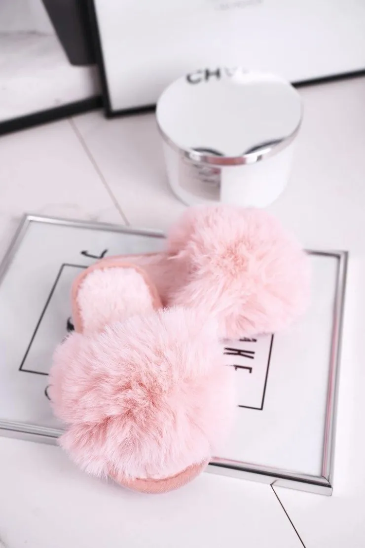 Damskie Boto Dziecięce Papcie Klapki z Futerkiem Jasny Róż Snow Ball