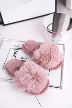 Boto Dziewczęce|Dziewczęce*Dziecięce Papcie Klapki z Futerkiem Pudrowy Róż Snow Ball