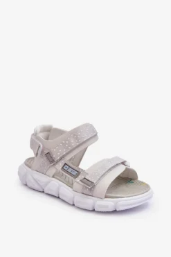 Outlet Big Star Shoes Dziecięce Sandałki Na Rzep Big Star LL374201 Biało-Srebrne