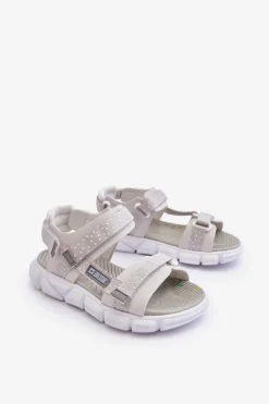 Outlet Big Star Shoes Dziecięce Sandałki Na Rzep Big Star LL374201 Biało-Srebrne