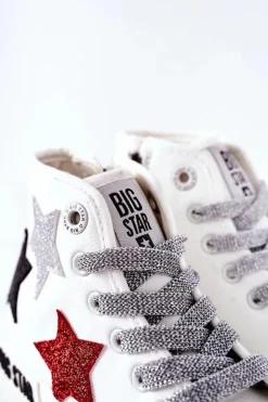 Damskie Big Star Shoes Dziecięce Wysokie Trampki Z Suwakiem BIG STAR II374029 Białe