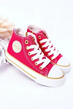 Damskie Big Star Shoes Dziecięce Wysokie Trampki Z Suwakiem BIG STAR HH374137 Różowe