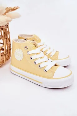 Clearance Big Star Shoes Dziecięce Wysokie Trampki Z Suwakiem BIG STAR HH374138 Żółte