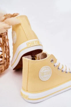 Clearance Big Star Shoes Dziecięce Wysokie Trampki Z Suwakiem BIG STAR HH374138 Żółte