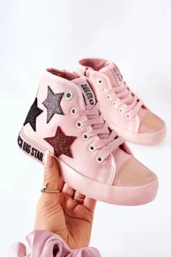 Best Big Star Shoes Dziecięce Wysokie Trampki Z Suwakiem BIG STAR II374030 Różowe
