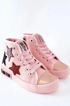Best Big Star Shoes Dziecięce Wysokie Trampki Z Suwakiem BIG STAR II374030 Różowe