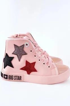 Best Big Star Shoes Dziecięce Wysokie Trampki Z Suwakiem BIG STAR II374030 Różowe