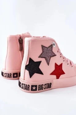 Best Big Star Shoes Dziecięce Wysokie Trampki Z Suwakiem BIG STAR II374030 Różowe