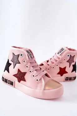 Best Big Star Shoes Dziecięce Wysokie Trampki Z Suwakiem BIG STAR II374030 Różowe