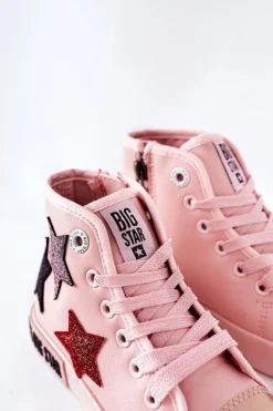 Best Big Star Shoes Dziecięce Wysokie Trampki Z Suwakiem BIG STAR II374030 Różowe