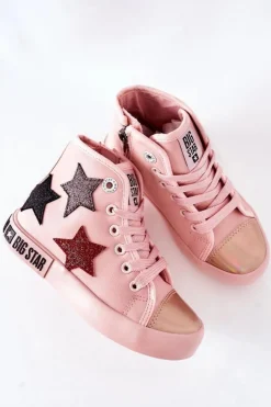 Best Big Star Shoes Dziecięce Wysokie Trampki Z Suwakiem BIG STAR II374030 Różowe