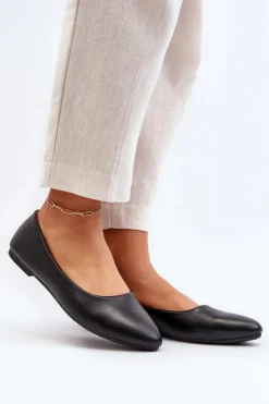 Outlet Evento Eko Skórzane Baleriny Damskie Czarne Tindomiel