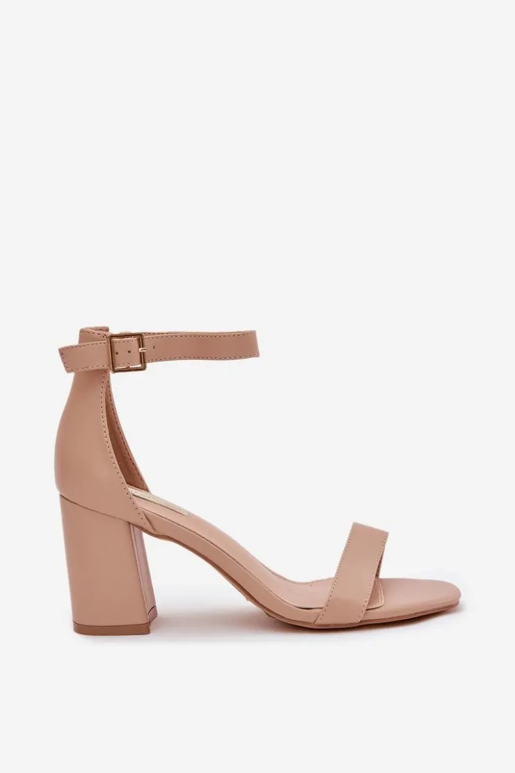 Boto Sandały Na Słupku|Sandały Na Obcasie*Eko Skórzane Sandały Damskie Na Słupku Beżowe Irini