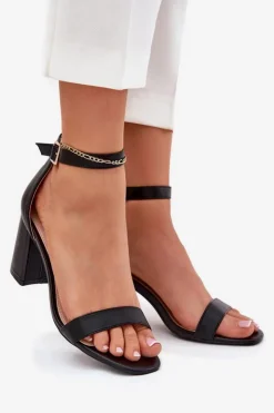 New Boto Eko Skórzane Sandały Damskie Na Słupku Czarne Irini Czarny