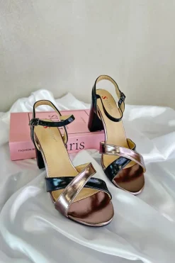 Damskie Boto Eko Skórzane Sandały Na Obcasie Słupku Czarne Abilica