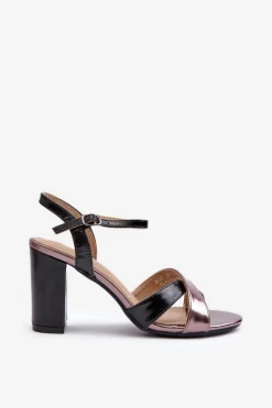 Damskie Boto Eko Skórzane Sandały Na Obcasie Słupku Czarne Abilica