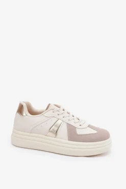 Boto Buty Sportowe Na Platformie|Sneakersy Damskie*Eko Skórzane Sneakersy Damskie Na Platformie Beżowe Goriette