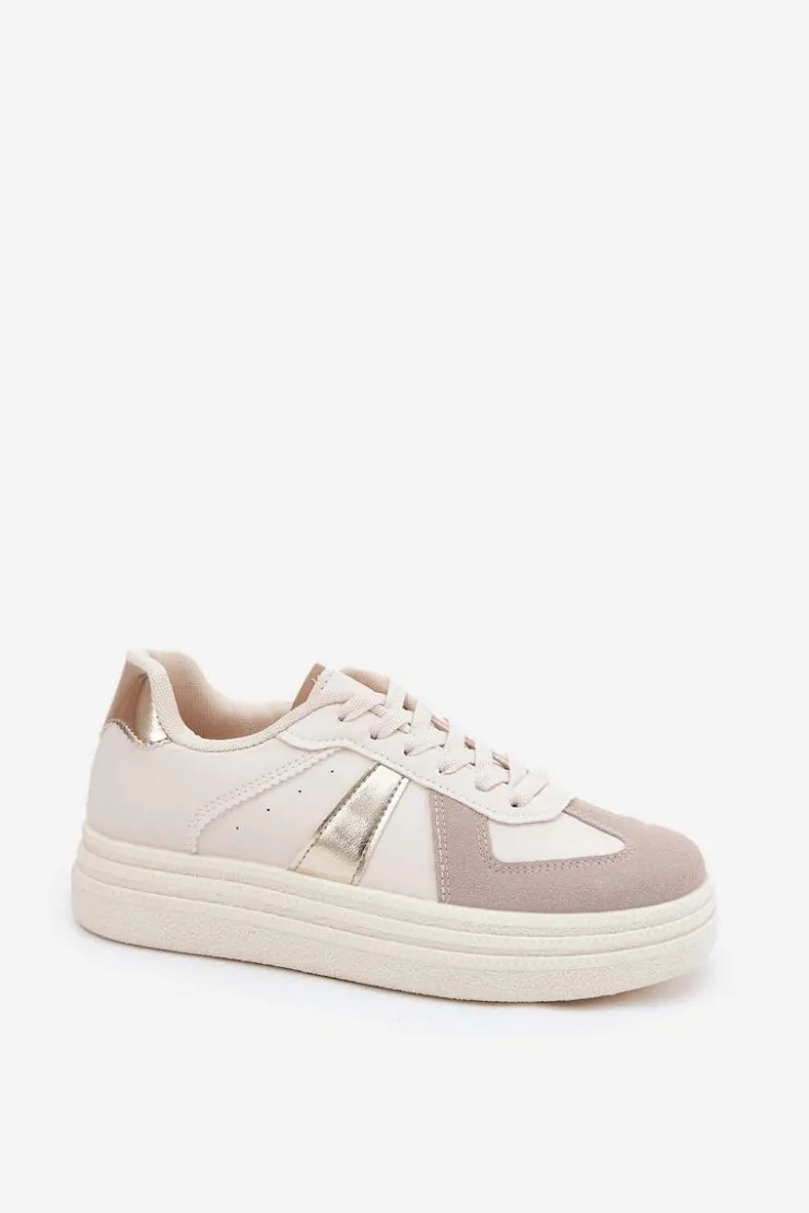 Boto Buty Sportowe Na Platformie|Sneakersy Damskie*Eko Skórzane Sneakersy Damskie Na Platformie Beżowe Goriette